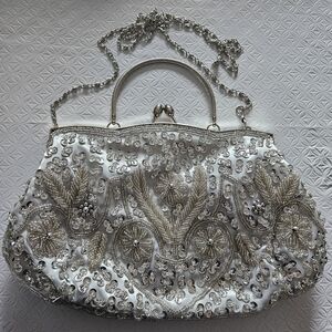 Elegant Silver Embellished Women's Bag.